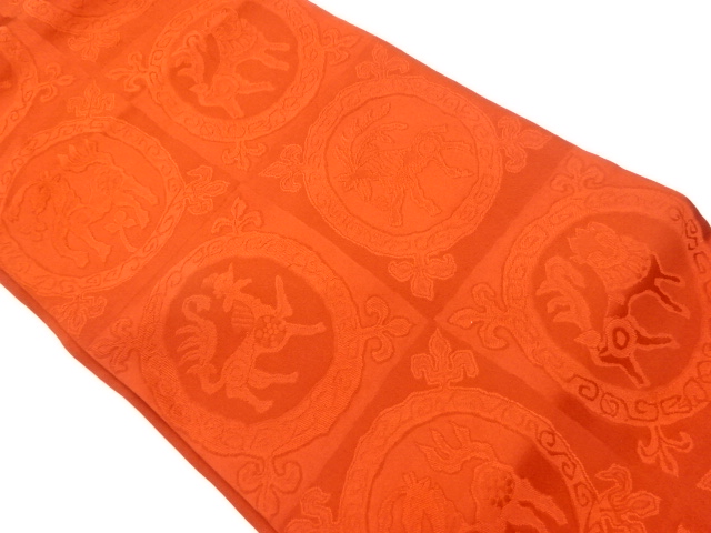 市松に動物模様織出し名古屋帯